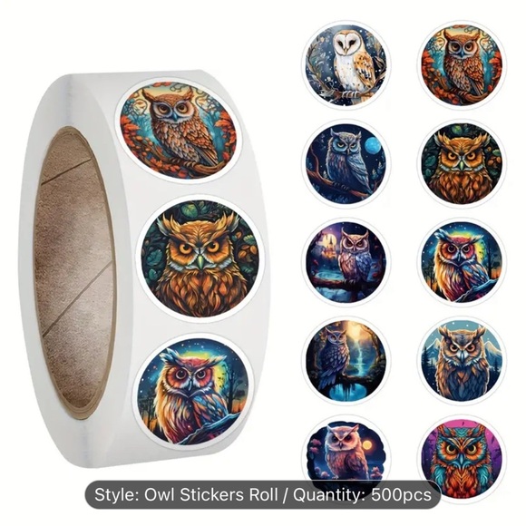 Stickers Other - 🍀 500 Roll of Owl (10 different design) Sticker Labels